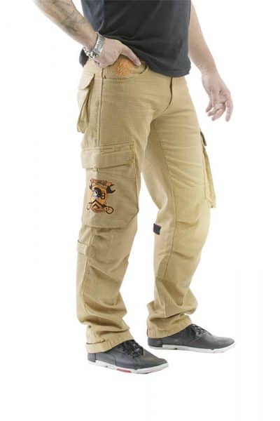 motorcycle cargo jeans men kevlar-protectors FMJ mottowear front view
